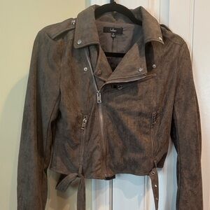 NWT Lulu's Taupe Suede Biker Jacket